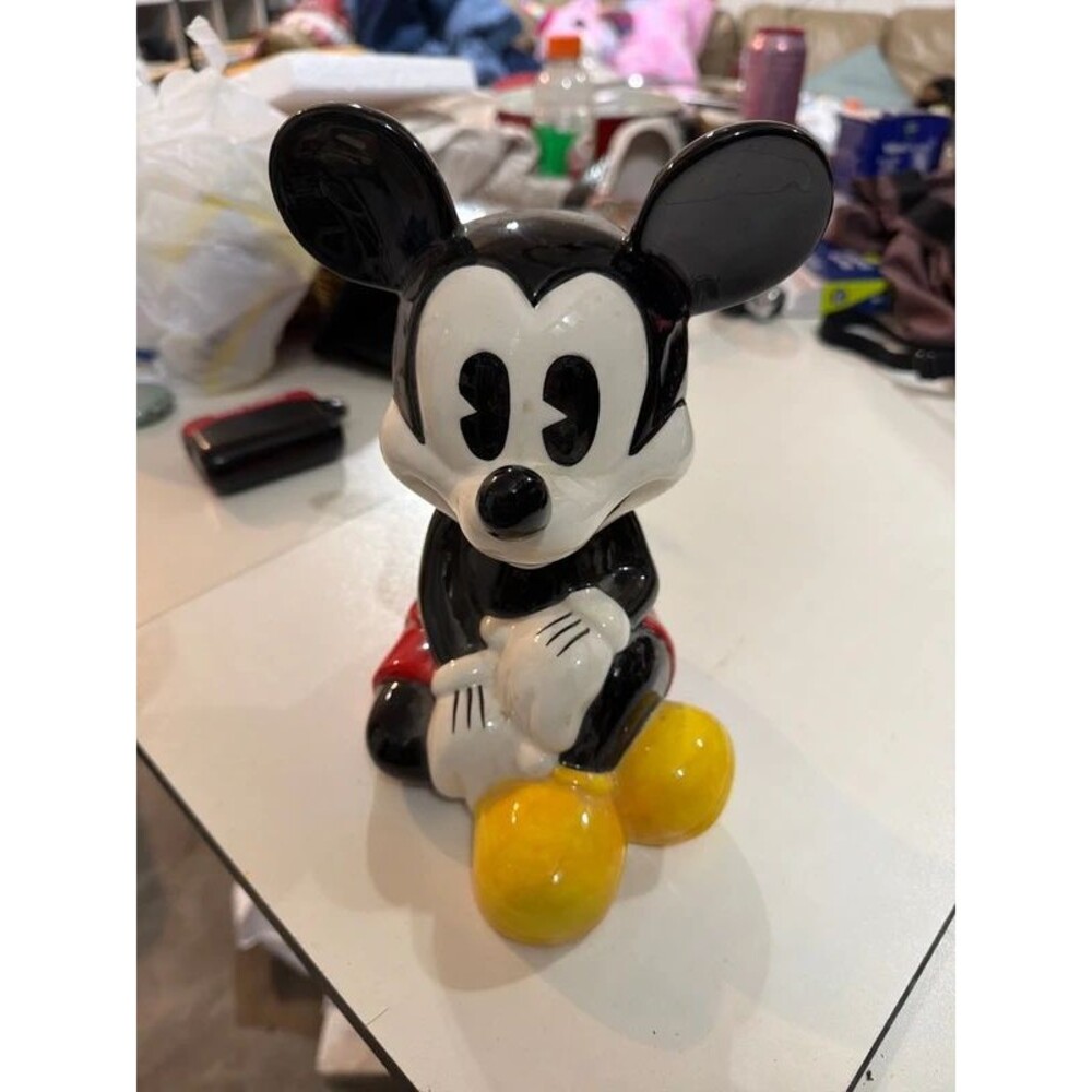 Large Vintage Disney Mickey Mouse Ceramic Piggy Bank Coin Bank